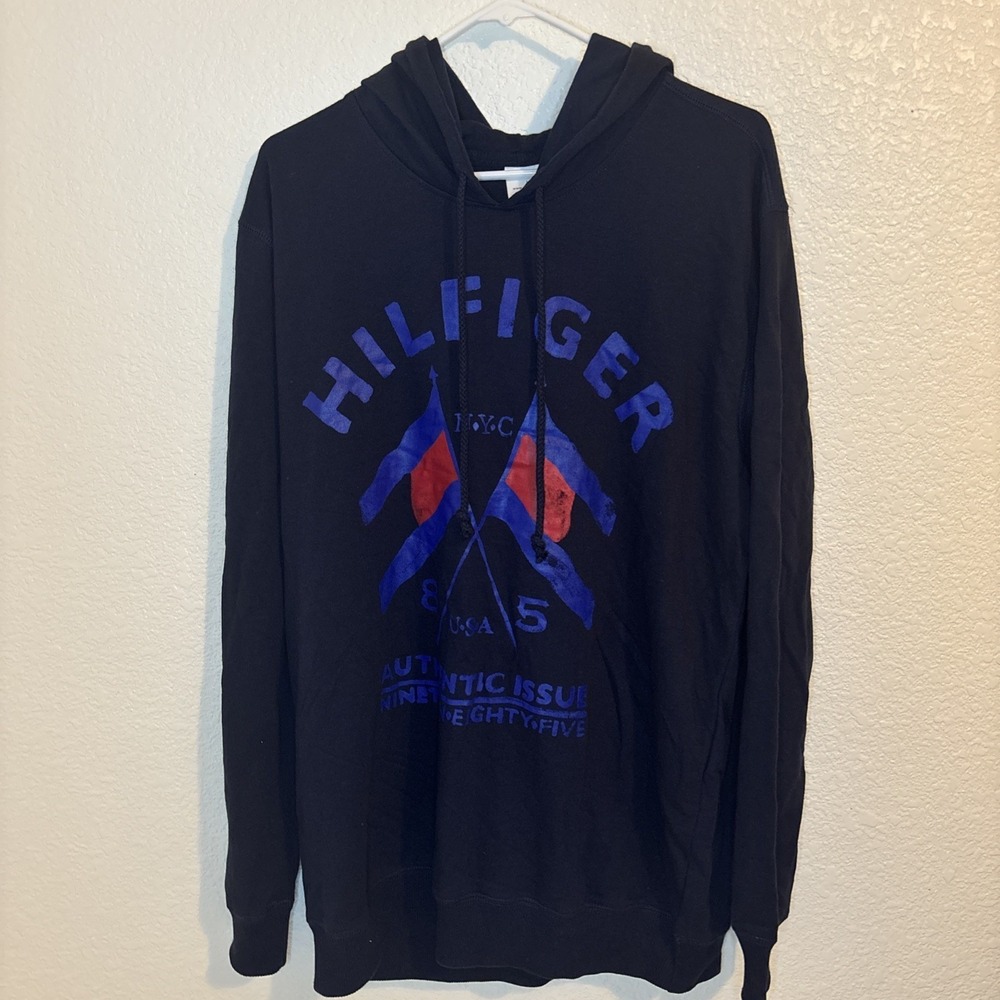 Tommy Hilfiger Sleepwear Pullover Hoodie Mens Size M‎ Blue NYC Logo Cotton Blend